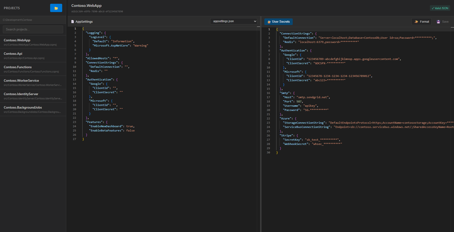 User Secrets Manager Screenshot